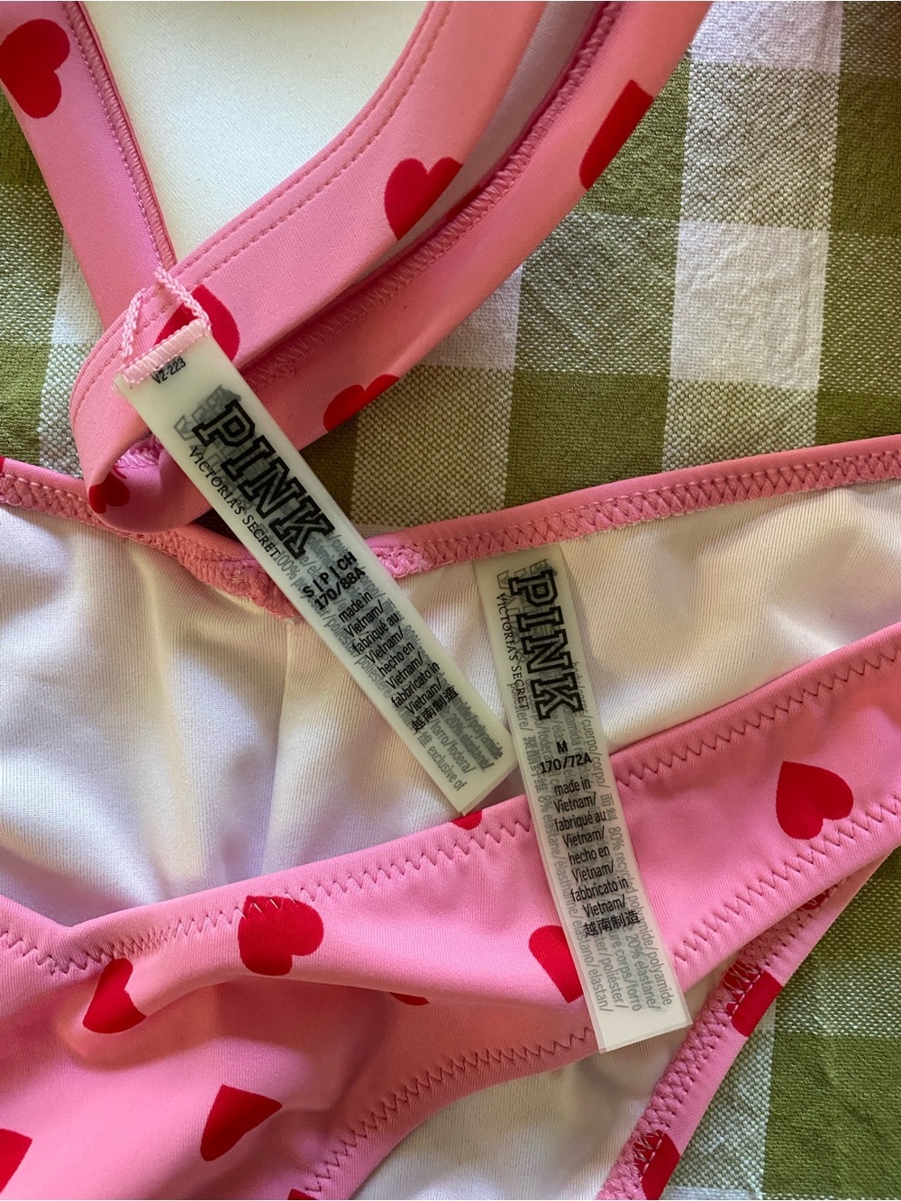 PINK Victoria’s Secret Dreamy Pink Heart Itsy Bikini Set Small Medium - Picture 13 of 15